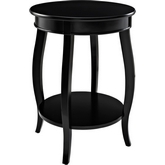 Black Round Side Table w/ Shelf