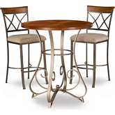 Hamilton 3 Piece Pub Set in Cherry, Metal & Taupe Beige Fabric