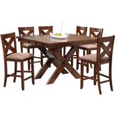 Kraven 5 Piece Dining Set in Distressed Dark Hazelnut - Table & 4 Chairs