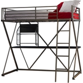 Pewter Z Loft Twin Bed with Study Desk Underneath