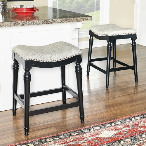 Hayes Counter Stool in Grey with Grey Fabric Seat