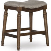 Hayes Counter Stool in Brown with Grey Fabric Seat