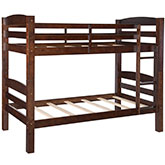 Levi Twin over Twin Bunk Bed in Espresso Brown Wood