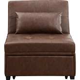 Boone Convertible Sofa Bed in Chestnut Brown Leatherette