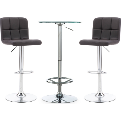 Jenna 3 Piece Pub Table Set in Chocolate Leatherette & Chrome