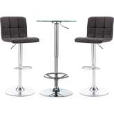 Jenna 3 Piece Pub Table Set in Chocolate Leatherette & Chrome