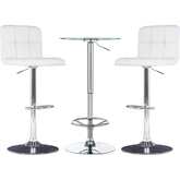 Jenna 3 Piece Pub Table Set in White Leatherette & Chrome