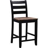 Colm Counter Stool in Brushed Oak & Black (Set of 2)