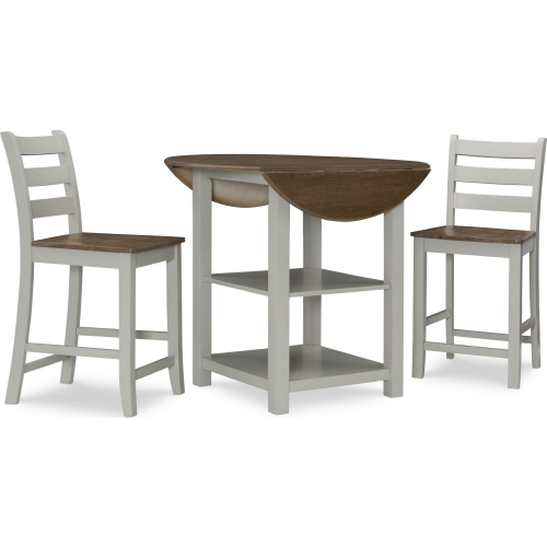 Colm 3 Piece Counter Dining Set in Silver Birch & Oak