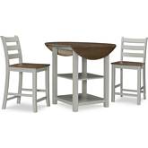 Colm 3 Piece Counter Dining Set in Silver Birch & Oak