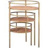 Collis 3 Tier Plant Stand Side Table in Wood & Gold