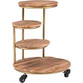 Collis 4 Tier Plant Stand Side Table w/ Wheels in Wood & Gold