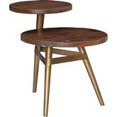 Collis 2 Tier Side Table in Wood & Gold