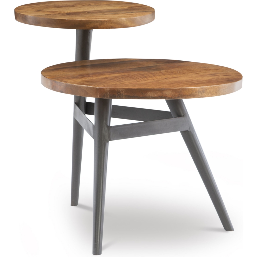 Collis 2 Tiered Side Table in Wood & Gunmetal by Powell