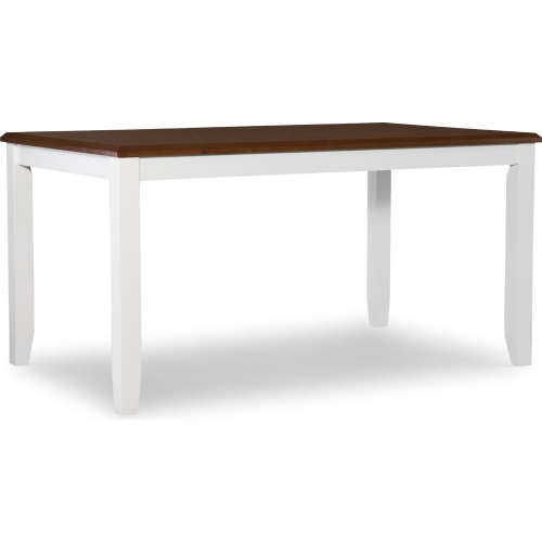 Jane 60" Dining Table Vanilla White with Brown Top