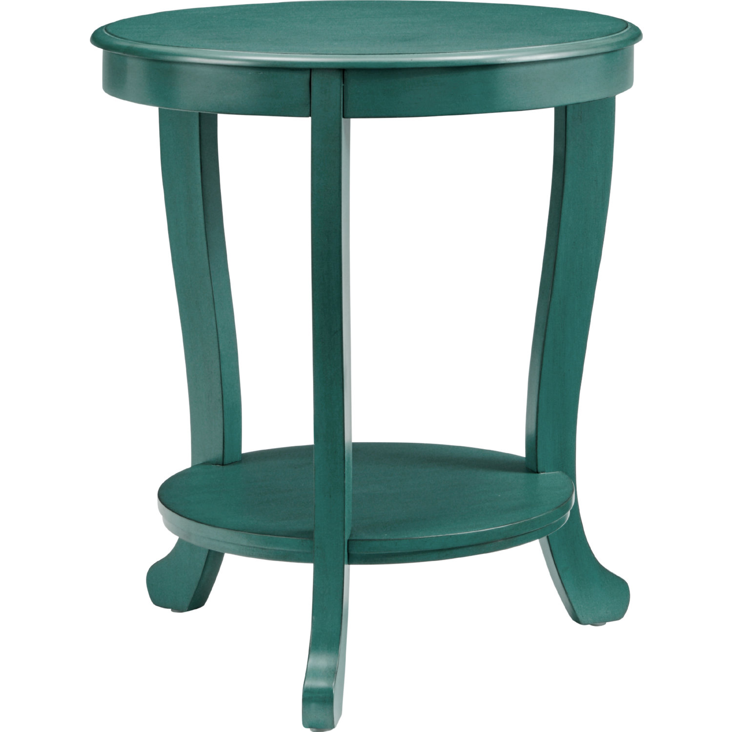 Powell D1260a19b Aubert Round Accent Side Table In Teal Blue Wood