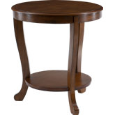 Aubert Round Accent Side Table in Hazelnut Brown Wood