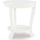 Aubert Round Accent Side Table in White Wood