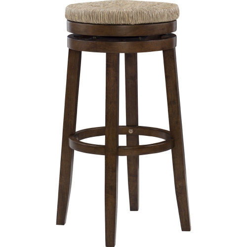 Morgan Swivel Counter Stool in Walnut Finish Wood & Sea Grass