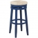 Morgan Swivel Bar Stool in Seagrass & Navy Blue Wood