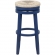 Morgan Swivel Bar Stool in Seagrass & Navy Blue Wood