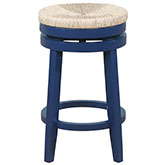Morgan Swivel Counter Stool in Seagrass & Navy Blue Wood