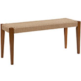 Cadence Dining Bench in Brown Wood & Rope