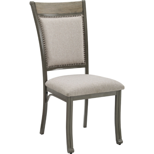 Franklin Dining Chair in Grey Fabric & Wood (Set of 2)