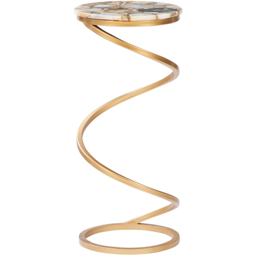 Rian Spiral Drink Side Table in Amber Agate & Gold iron