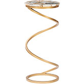 Rian Spiral Drink Side Table in Amber Agate & Gold iron