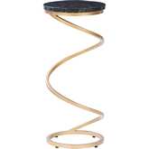 Rian Spiral Drink Side Table in Black Granite & Gold