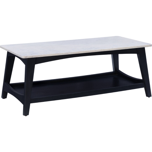 Rainier Coffee Table in White Marble & Grey Wood