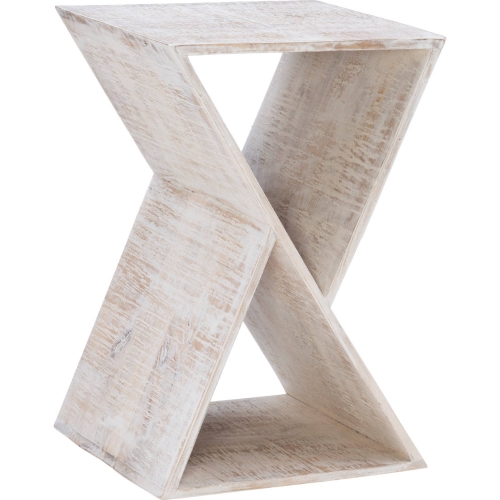 Trevor Triangle Side Table in White Washed Wood