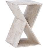 Trevor Triangle Side Table in White Washed Wood