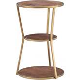 Engle 3 Tier Side Table Gold in Wood & Gold Metal