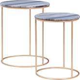 Fonner Nesting Side Table in Grey Marble & Gold (Set of 2)