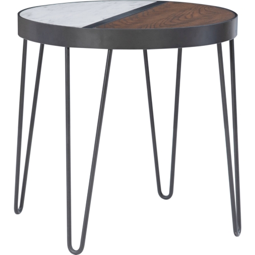 Ronin Side Table in White Marble Print Paper & Walnut Finish