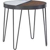 Ronin Side Table in White Marble Print Paper & Walnut Finish