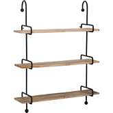 Wesleigh Wall Shelves in Natural Mango Wood & Black Iron