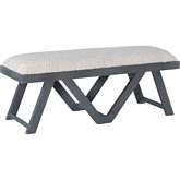 Byan Bench in Off White Fabric & Grey Wood