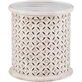 Inora Side Table in Distressed Antique White Wood