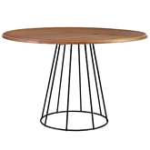 Sabine 47" Round Dining Table in Rustic Honey Wood & Black Metal