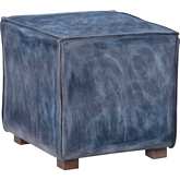 Decter Ottoman in Blue Leather