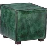 Decter Ottoman in Green Leather