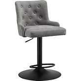 Chelten Adjustable Bar Stool in Tufted Grey Leatherette