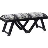 Byan Bench in Black & White Fabric & Wood