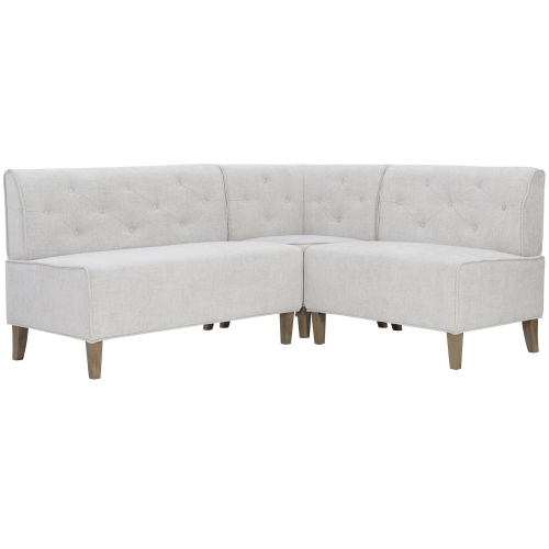 Adler 3 Piece Dining Nook Bench Set in Light Grey Fabric