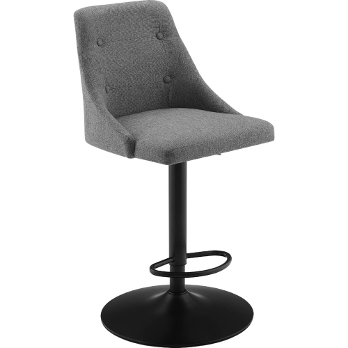 Bellevue Adjustable Bar Stool in Grey Fabric & Black Metal