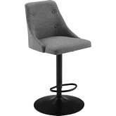Bellevue Adjustable Bar Stool in Grey Fabric & Black Metal