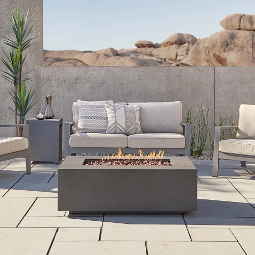 Aegean 42" Propane or Natural Gas Fire Pit Table in Weathered Slate Steel